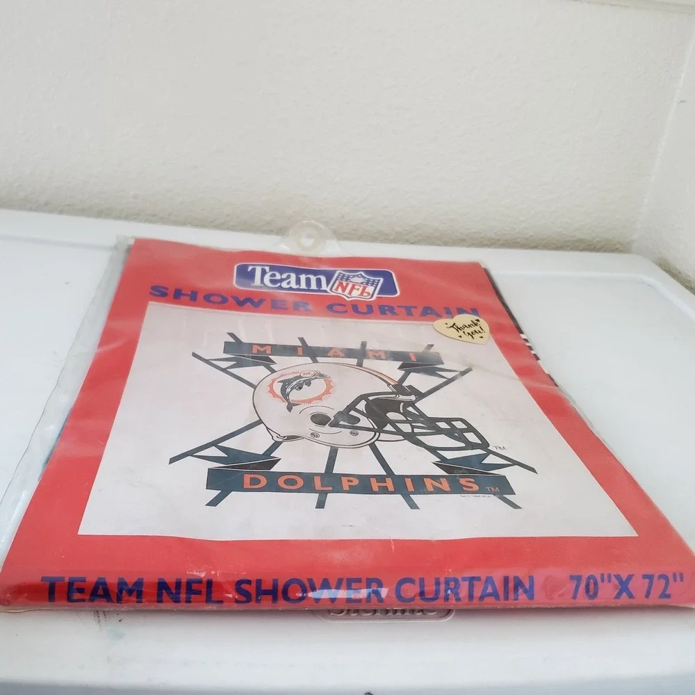 Vintage 1994 Miami Dolphins NFL Shower Curtain Jay Franco Clear Vinyl 70x72 NEW